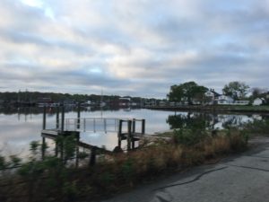 River view, overcast, docks